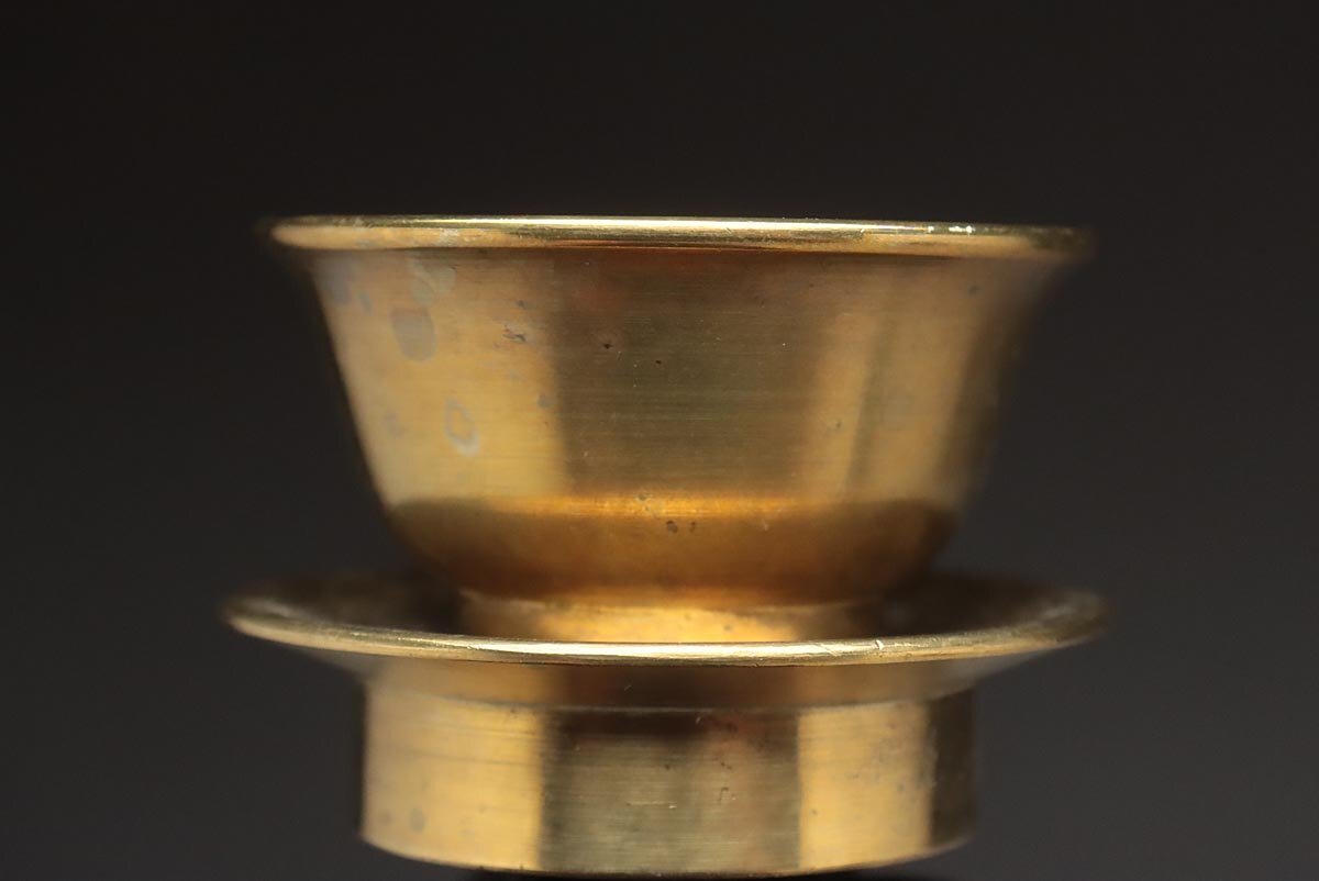 JK530 密教 仏教美術 真鍮 金鍍金 六器 六個一組 総重760g・銅碗・銅鋺 仏器 護摩用具 荘厳仏具の画像4