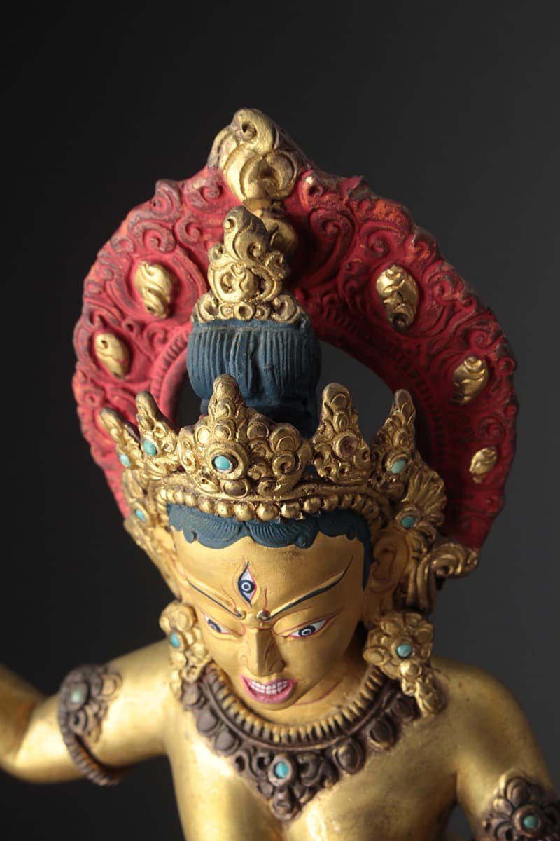EQ935 チベット仏教 銅鍍金 荼枳尼天・荼吉尼天 高26cm 重2.1kg・ダーキニー・銅女神像・銅神像・銅佛像・銅仏像