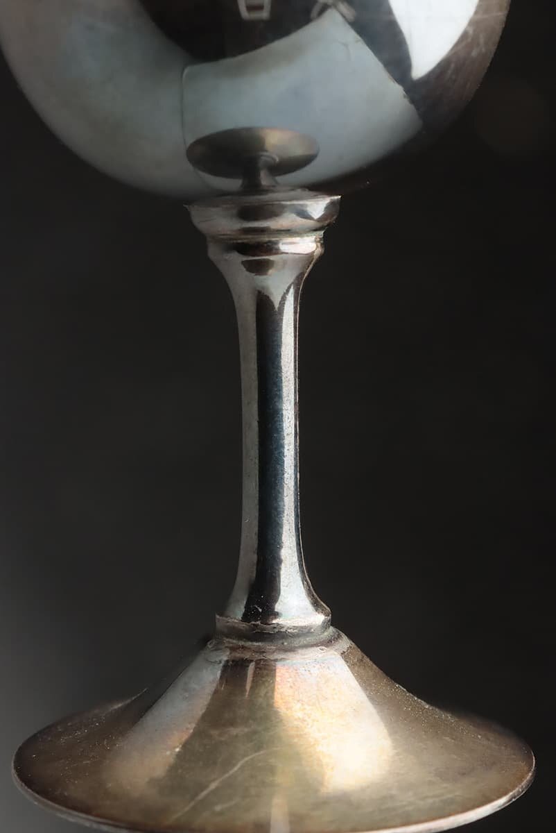 ER086 天皇家 東久彌宮殿下御乗船記念 純銀製 ワイングラス 高10.5cm 重85g 昭和十三年・純銀盃・純銀杯 酒器_商品詳細もご覧ください