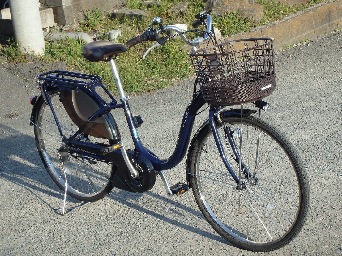  used electromotive bicycle Yamaha beautiful goods PAS With Pas with electric assist attaching bicycle 26 -inch 3 step LED blue color YAMAHA commuting going to school u- bar delivery 42053