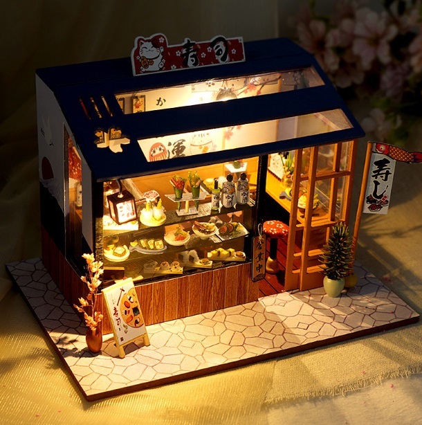 【新品】ミニチュア ドールハウス DIY 工作キット  リトルスワロー お寿司屋の画像2