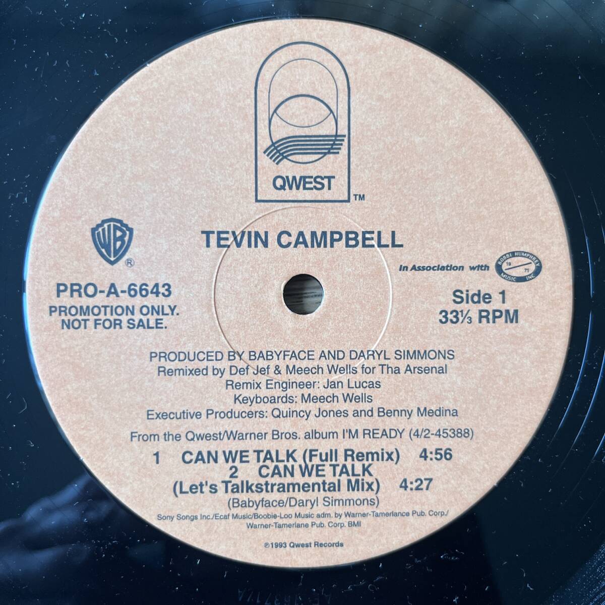 国内盤　プロモ　12” Tevin Campbell Can We Talk (Remix). PRO-A-6643_画像1