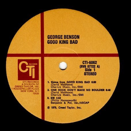 米CTIオリジLP！高音質！VAN GELDER刻印 山吹 George Benson / Good King Bad 1976年 コーティングジャケット CTI 6062 Steve Gadd_画像2