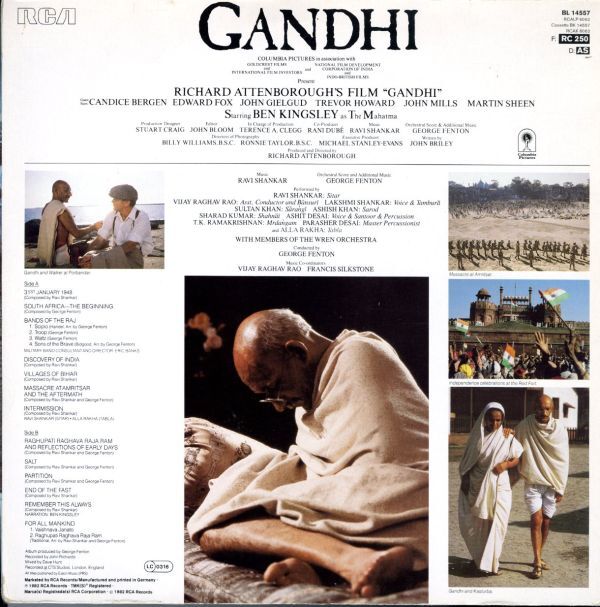 82年 ドイツ盤LP！Ravi Shankar, George Fenton / O.S.T. / Gandhi【RCA / BL 14557】ガンジー ラヴィ・シャンカール ジョージ・フェントン_画像3