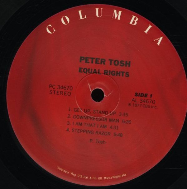 シュリンク付き！米リイシューLP！Peter Tosh / Equal Rights 1977年 Columbia PC 34670 レゲエ名盤 ボブ・マーリー Bob Marley_画像2