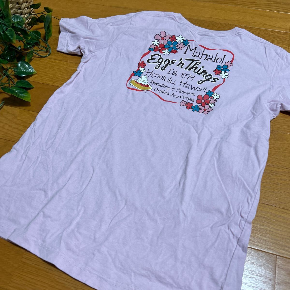 ★ユニクロ×エッグスンシングス半袖Tシャツ 160サイズ ピンク　ハワイ　パンケーキ_画像4