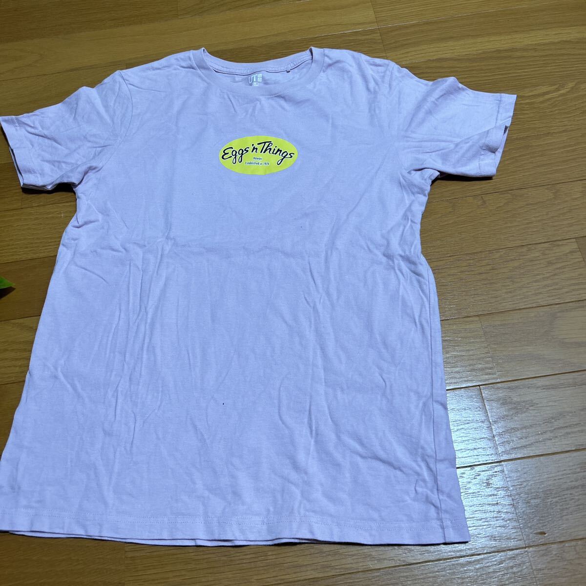 ★ユニクロ×エッグスンシングス半袖Tシャツ 160サイズ ピンク　ハワイ　パンケーキ_画像2