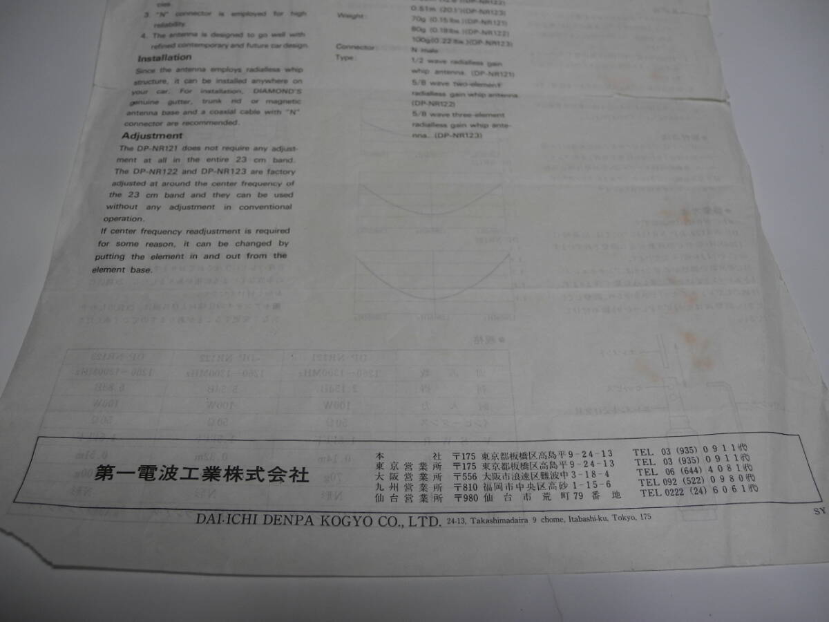 第一電波工業 DIAMOND モービルアンテナ 1200MHz DP-NR123の画像7