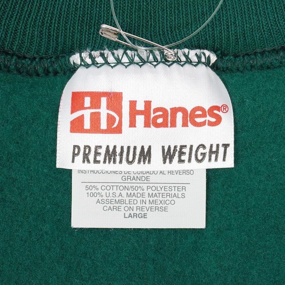 未使用 ヘインズ Hanes デッドストック 90s ブランク スウェット 無地 NOS トレーナー ビンテージ (-1589) グリーン/緑 L_画像2