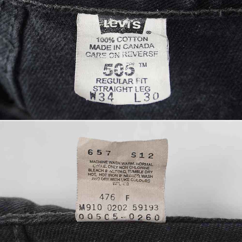 リーバイス Levi's 00s 505 ブラックデニムパンツ カナダ製 ジーンズ ジーパン ビンテージ アメリカ 古着 (-1760) 黒 W34 L30_画像4