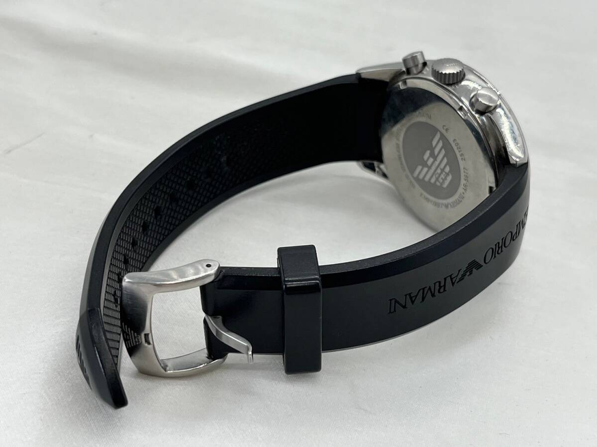 td8804060/EMPORIO ARMANI エンポリオアルマーニ ブラック クォーツ 腕時計 アナログ ラバー メンズ クロノグラフ デイトカレンダーの画像7