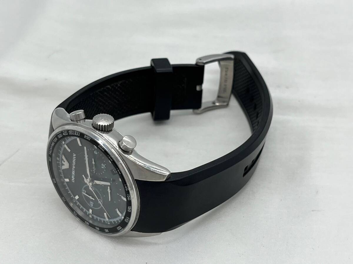 td8804060/EMPORIO ARMANI エンポリオアルマーニ ブラック クォーツ 腕時計 アナログ ラバー メンズ クロノグラフ デイトカレンダー