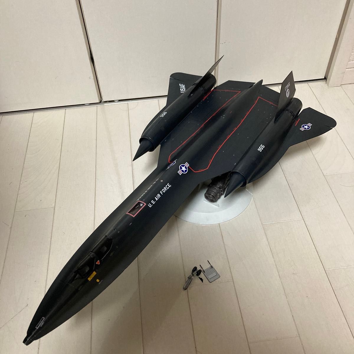 限定値下 完成品プラモデル  1/48 ロッキード SR-71 ブラックバード ハセガワ レベル社製キット 全長685mm 現状品