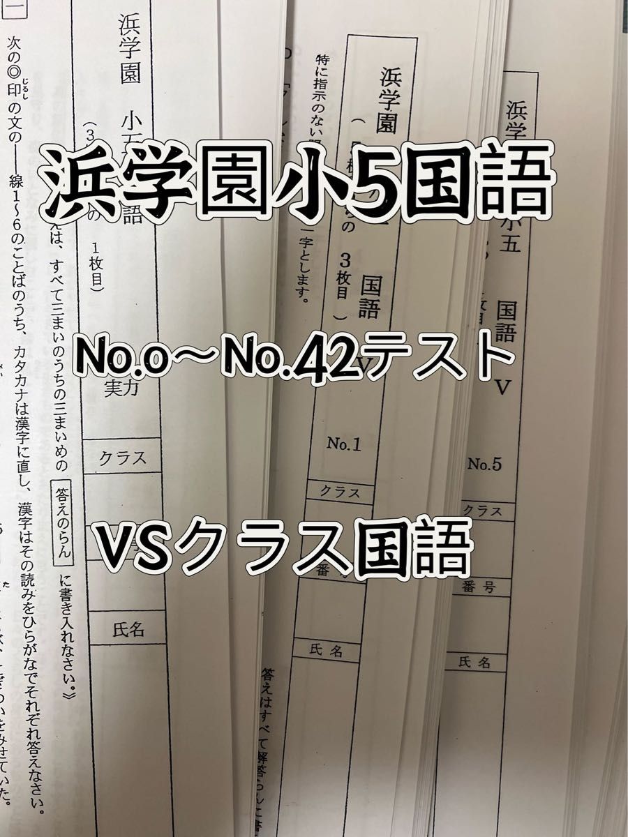 浜学園 小5国語　Vクラス　復習テストNo.0〜No.42