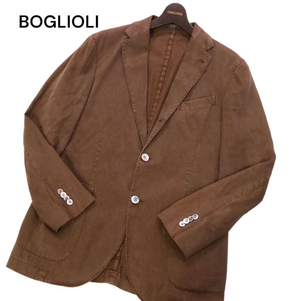 イタリア製★ BOGLIOLI ボリオリ COAT★ 春夏 ウォッシュ加工 リネン アンコン テーラード ジャケット Sz.48　メンズ　I4T00988_3#O