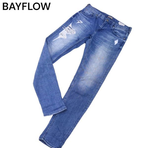 BAYFLOW ベイフロー 【SLIM SKINNY】 クラッシュ加工★ ストレッチ スリム スキニー デニム パンツ ジーンズ Sz.29 メンズ I4B00635_3#Rの画像1