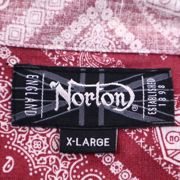 20SS* Norton Norton весна лето контакт охлаждающий * Logo вышивка 7 минут рукав бандана общий рисунок рубашка в ковбойском стиле Sz.XL мужской мотоцикл большой I4T01101_4#A