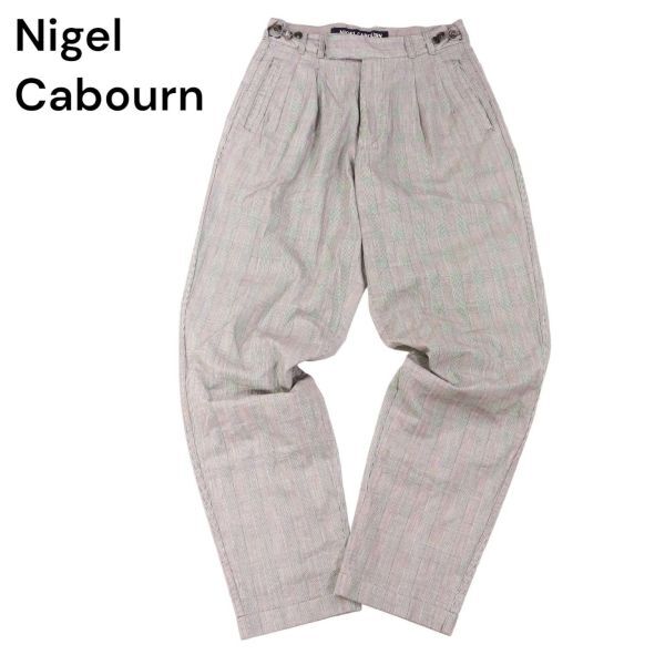 Nigel Cabourn ナイジェルケーボン 通年 ツータック★ グレンチェック柄 テーパード パンツ スラックス Sz.M位　メンズ　I4B00682_4#R_画像1