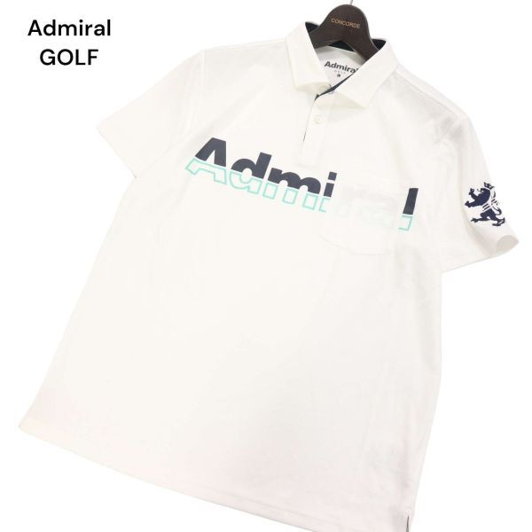 Admiral GOLF アドミラル ゴルフ 春夏 ロゴ刺繍★ 速乾 半袖 ドライ ポロシャツ Sz.L メンズ 白 I4T01137_4#Aの画像1