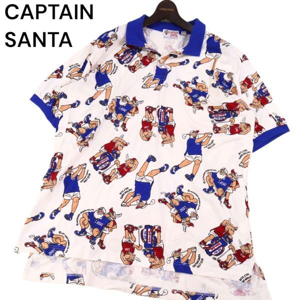 CAPTAIN SANTA キャプテンサンタ 春夏 ゴルフ サンタ総柄★ 半袖 ポロシャツ Sz.XL メンズ 大きいサイズ 日本製 I4T01192_4#Aの画像1