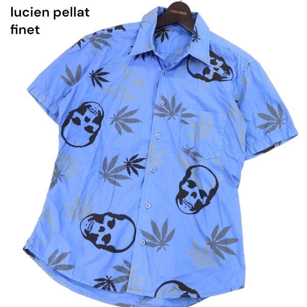 国内正規★ lucien pellat finet ルシアンペラフィネ 春夏 スカル 総柄★ 半袖 シャツ Sz.M　メンズ　I4T01218_4#A_画像1