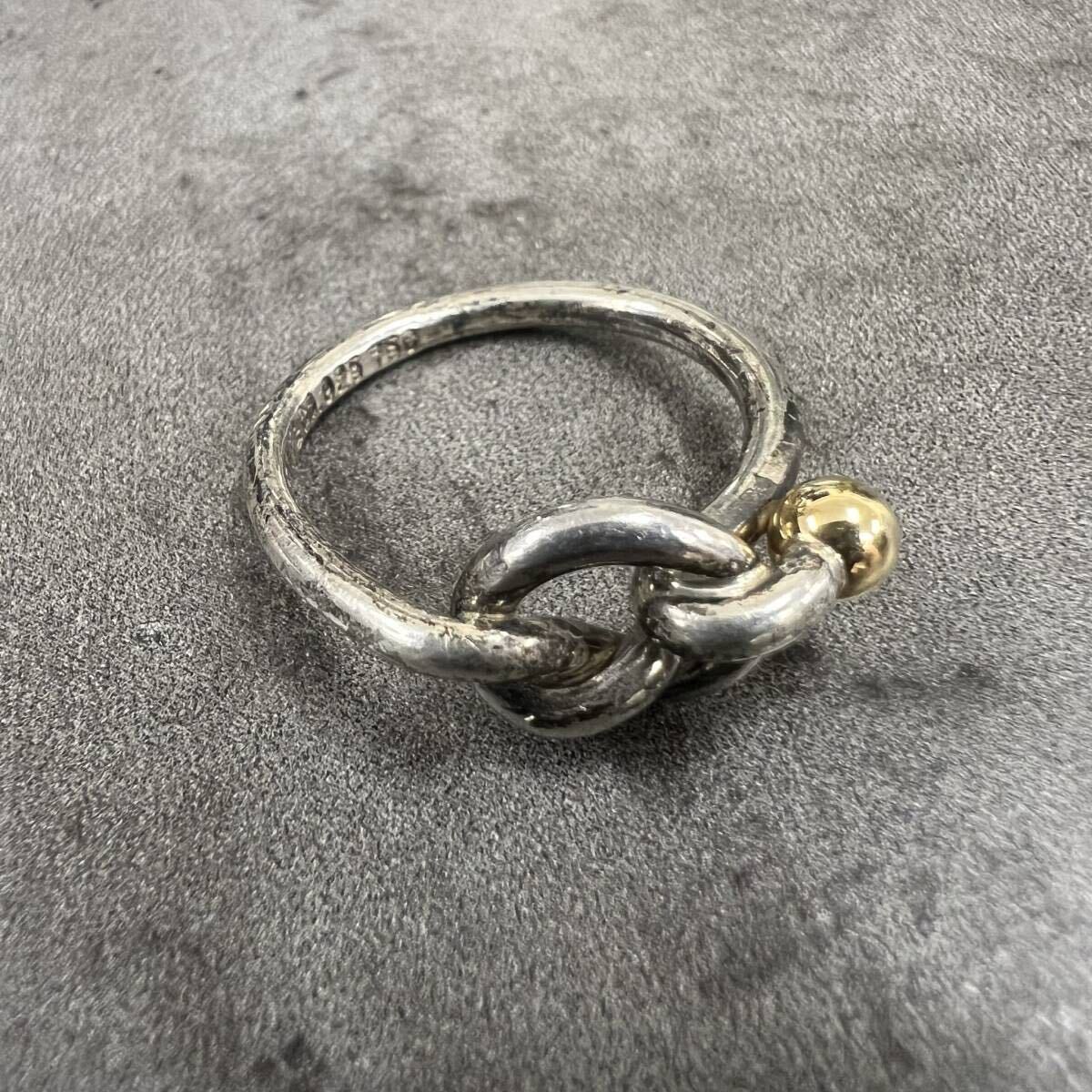 【中古】Tiffany&Co ティファニー リング 指輪 シルバー SV925 K18YG ラブノット リング レディース 3.1g