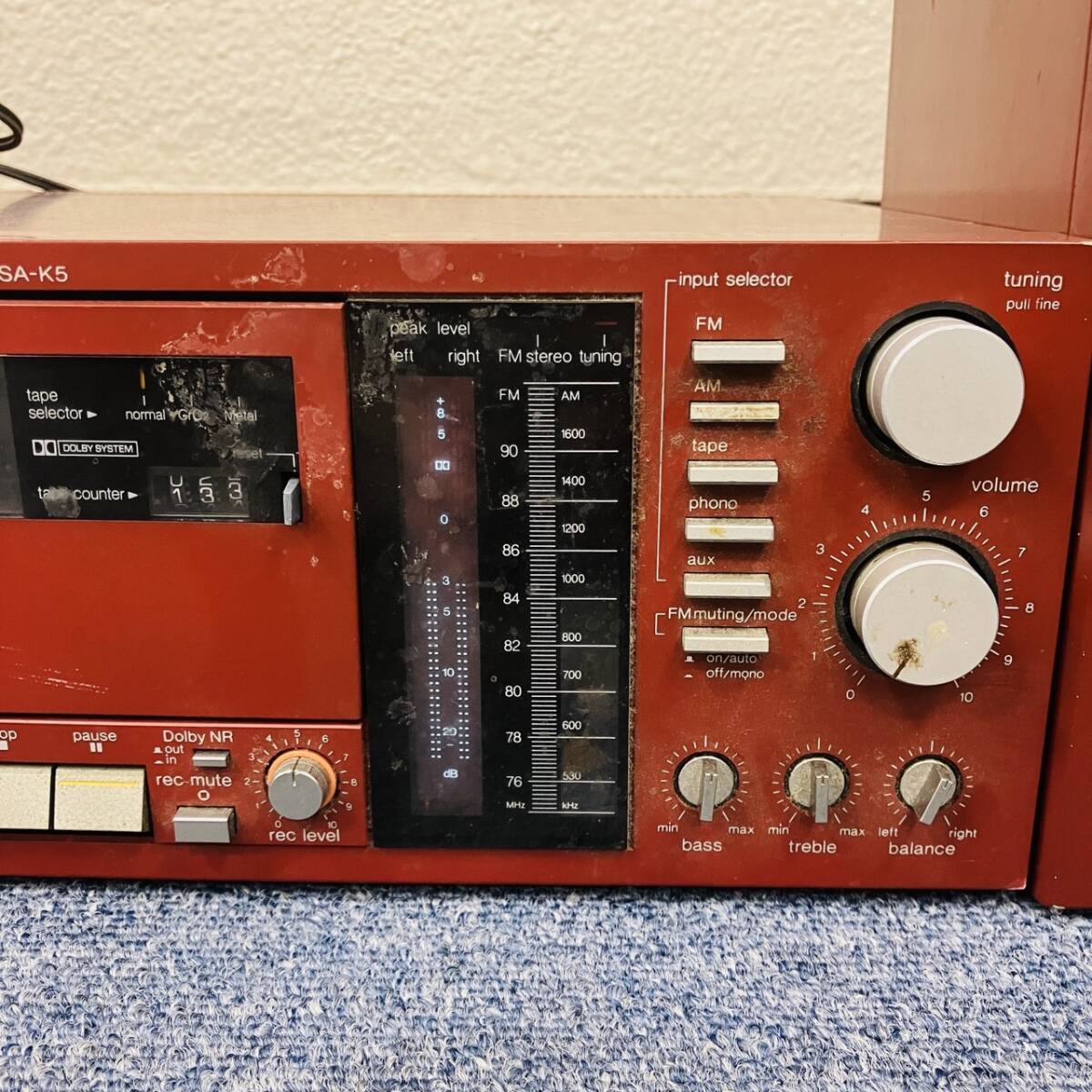 1000 иен старт [ б/у товар ]Technics Technics SA-K5 FM/AM кассета ресивер красный 2way динамик SB-F08 б/у 