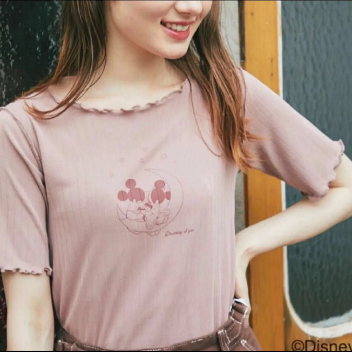 ◆お値下げ不可◆新品タグ付き　トッコクローゼット ミッキー＆ミニー　リブTシャツ　ピンク　シャツ　※ラスト