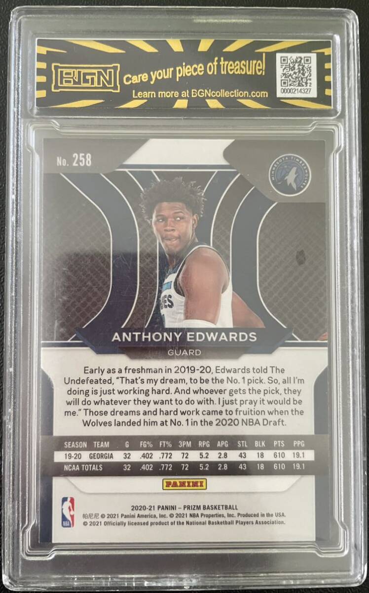 2020-21 Panini Prizm anthony edwards base RC NBAカード アンソニー エドワーズ 大活躍！ プレーオフの画像2