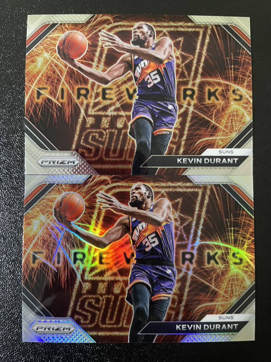 2023-24 Panini prizm kevin durant fireworks silver base インサート2枚セット シルバーパラレル ベース NBAカード サンズの画像1