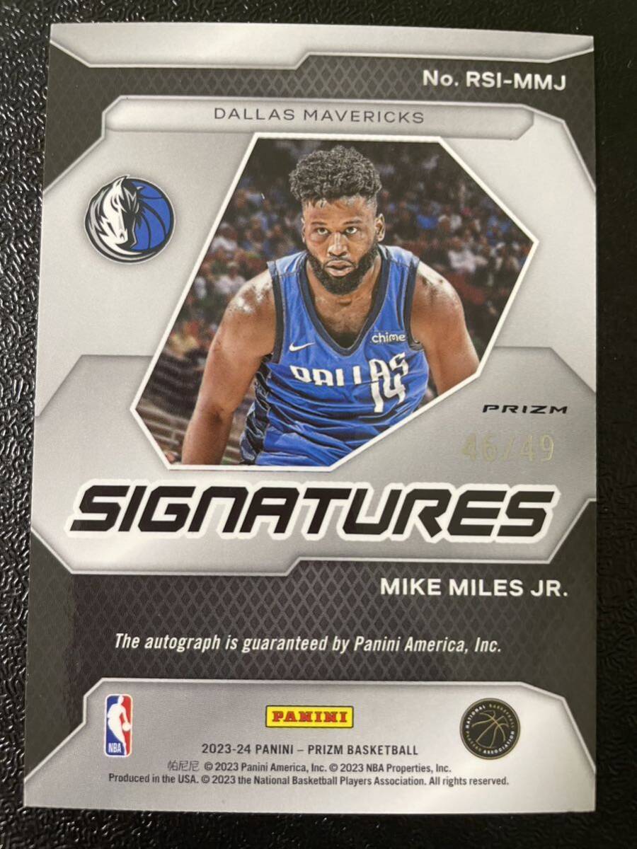 49枚限定 2023-24 Panini NBA rookie Signatures Mike miles jr. Prizm Auto 直筆サイン NBAカード ドンチッチの後輩の画像2