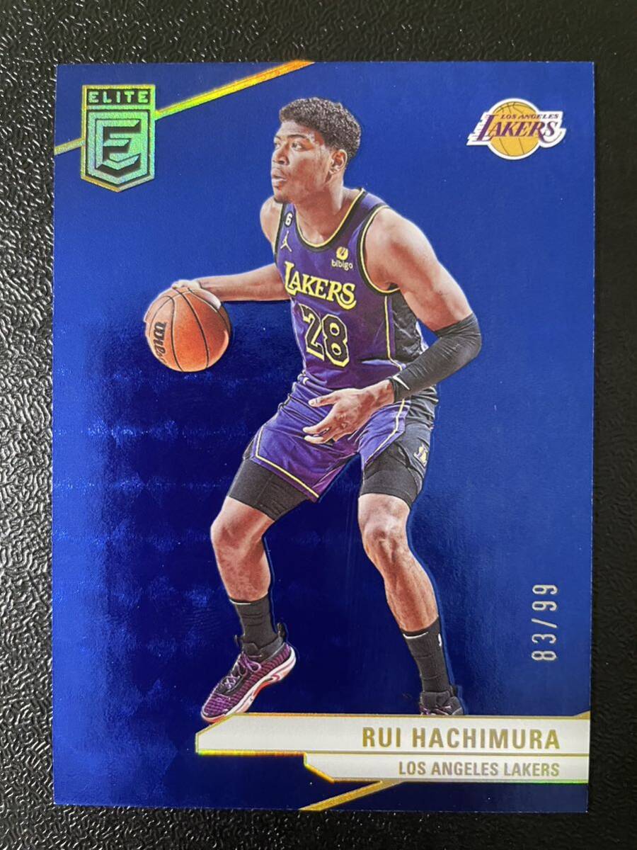 1円スタート！99枚限定　2023-24 Panini elite rui hachimura blue パラレル　NBAカード　レイカーズユニフォーム　elite初　八村塁_画像1