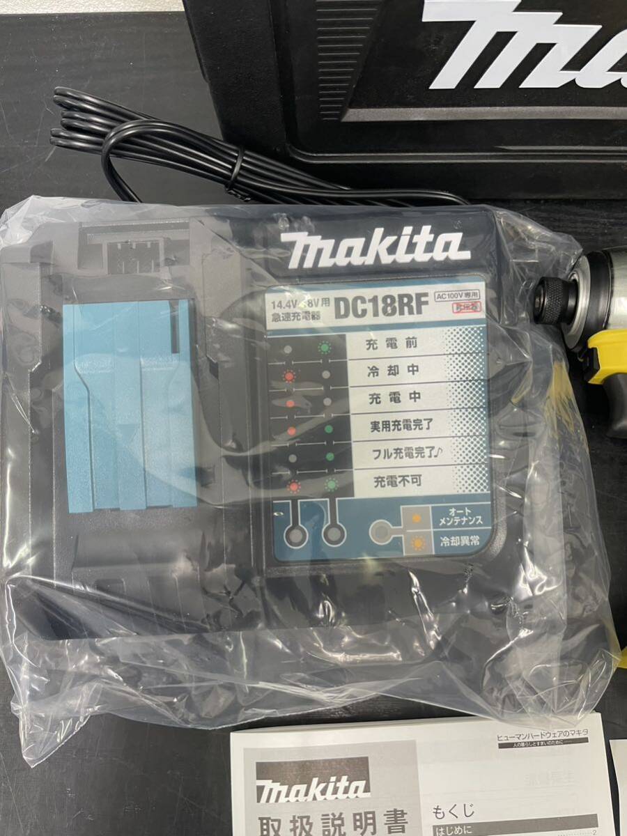 錬C#67 新品未使用 makita TD173DRGXFY 充電式インパクトドライバ セット品 バッテリ2個 充電器付き フレッシュイエロー の画像2