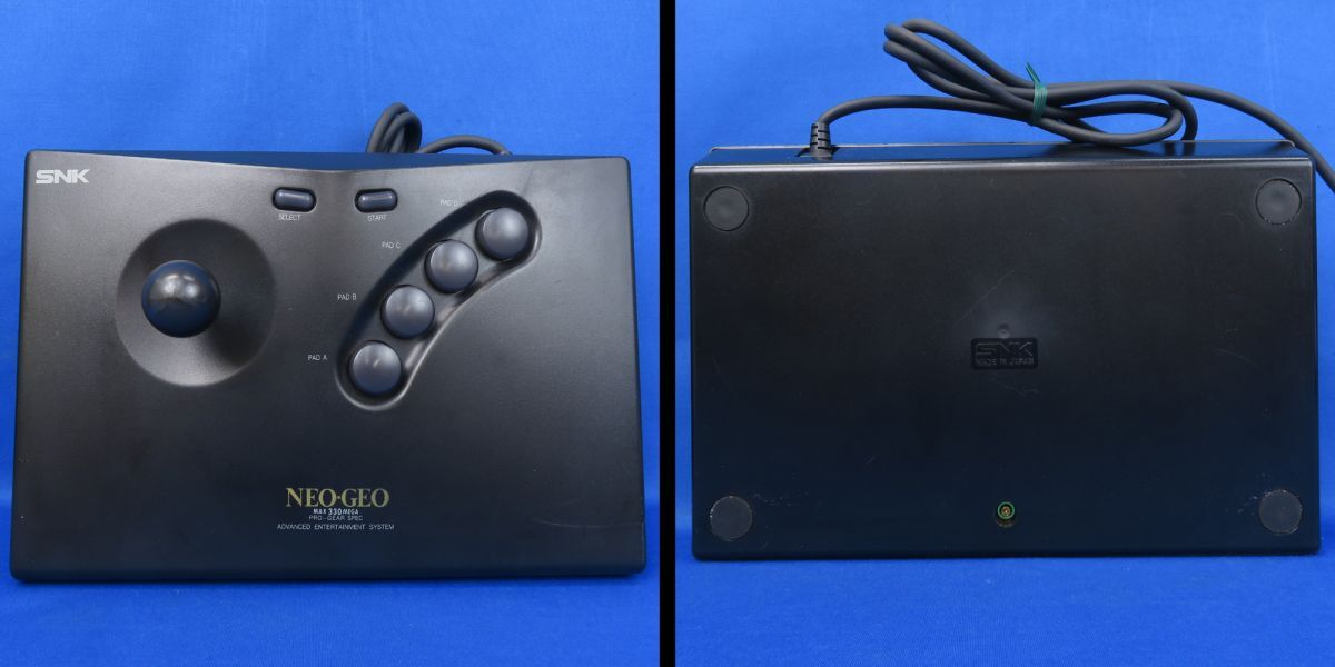 . four K6891*[{NEO*GEO} superior article * operation OK* Neo geo body + controller 2 piece * box * instructions equipped ]SNK rom cassette arcade ake navy blue 