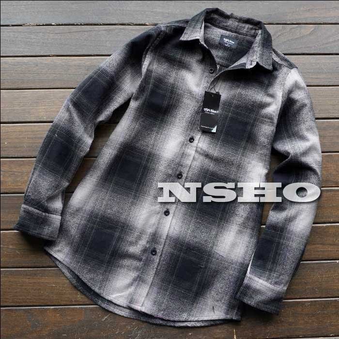 3454[2XL] highest grade premium new work *SHAKA men's spring autumn race neitib check pattern cotton . flannel shirt long sleeve jacket outer 