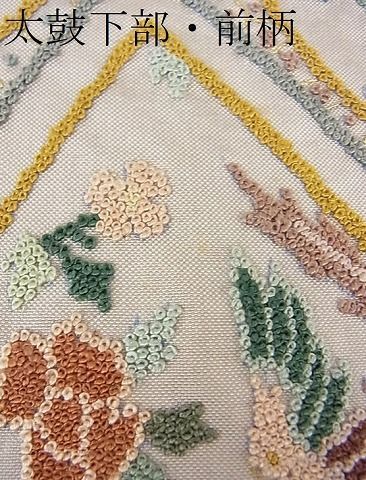 平和屋2■極上 中国三大刺繍 相良刺繍 総刺繍 袋帯 格子正倉院鳳凰花文 金糸 逸品 DAAB7944psの画像10