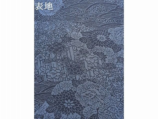 平和屋-こころ店■本藍 型絵染 上質な小紋 単衣 流水花文 鬼しぼ縮緬 正絹 逸品 AAAD1008cyの画像7