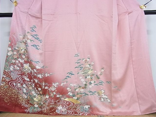 平和屋2■訪問着　流水色紙花文　暈し染め　金彩　逸品　DAAB2301az_画像4