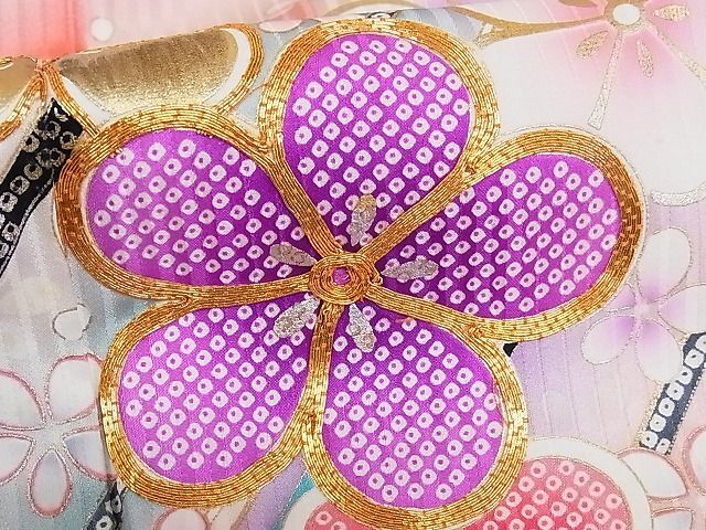 平和屋-こころ店■豪華振袖 駒刺繍 市松花文 暈し染め 金彩 正絹 逸品 AAAC3317Bcyの画像5