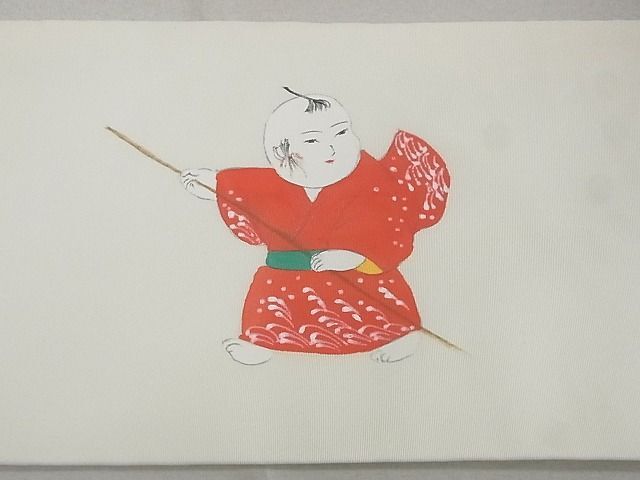 平和屋2■塩瀬　九寸名古屋帯　作家物　手描き　童子遊び　逸品　DAAA0468ea_画像6