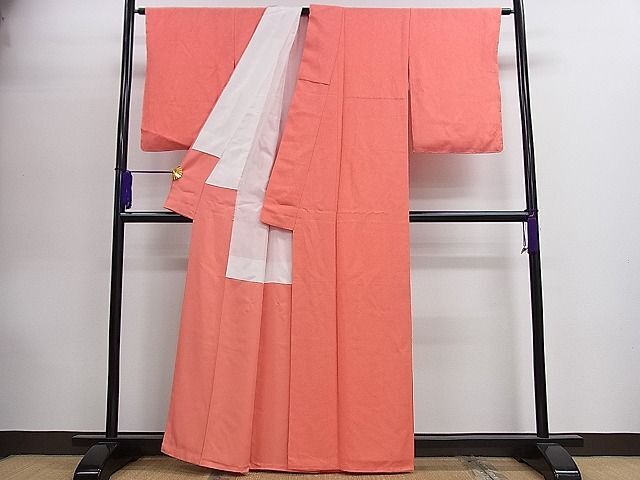 平和屋川間店■上質な色無地　吉祥地紋　鉛丹色　逸品　未使用　ze5229_画像3