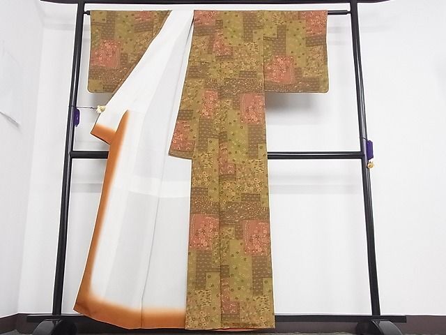 平和屋川間店■上質な小紋　色紙花文　着丈156.5cm　裄丈64cm　正絹　逸品　未使用　B-sa2512_画像3