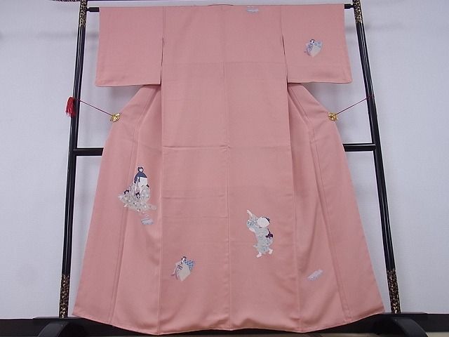 平和屋川間店■訪問着　手描き　童子遊び　着丈158.5cm　裄丈61.5cm　正絹　逸品　未使用 A-ja2796_画像2