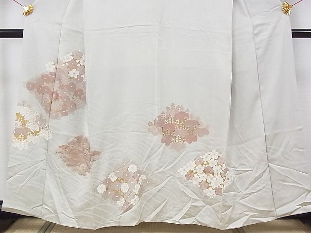 平和屋川間店■豪華色留袖　刺繍　草花菱文　金彩　着丈158.5cm　裄丈65cm　正絹　逸品　A-ta3385_画像3