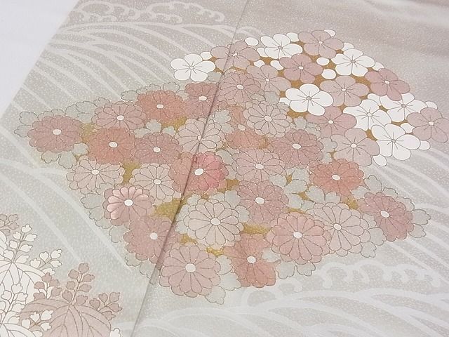 平和屋川間店■豪華色留袖　刺繍　草花菱文　金彩　着丈158.5cm　裄丈65cm　正絹　逸品　A-ta3385_画像4