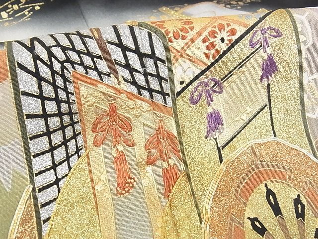 平和屋川間店■豪華黒留袖　作家物　刺繍　御所車文　金銀彩　着丈160cm　裄丈64.5cm　正絹　逸品　B-dk4361_画像6