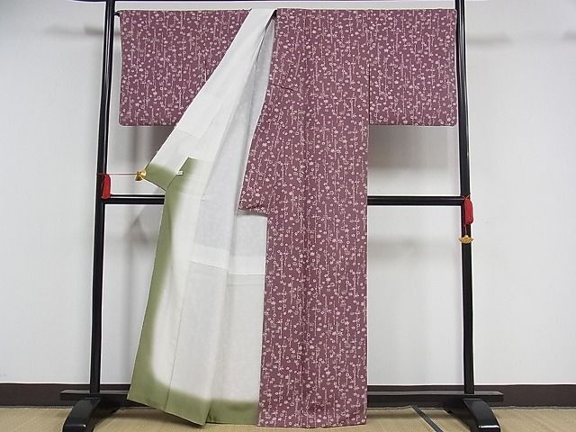 平和屋川間店■上質な小紋 草花文 着丈162cm 裄丈68.5cm 正絹 逸品 B-np8446の画像3