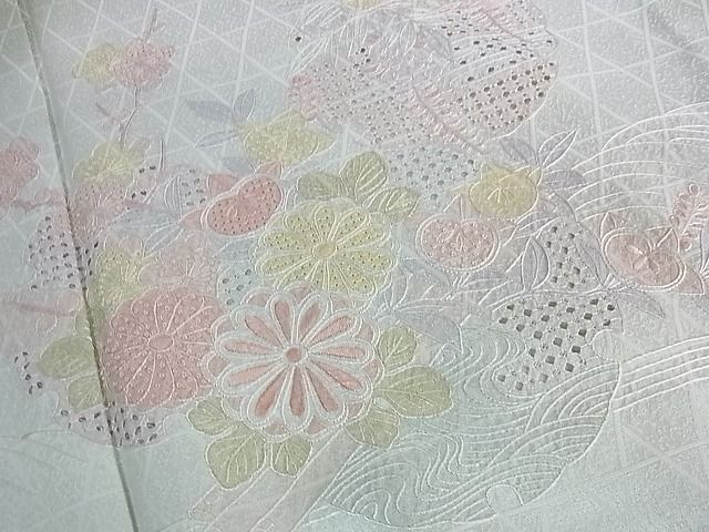 平和屋2■中国三大刺繍　スワトウ相良刺繍　訪問着　単衣　雪輪花文　暈し染め　逸品　DAAB4489ic_画像7