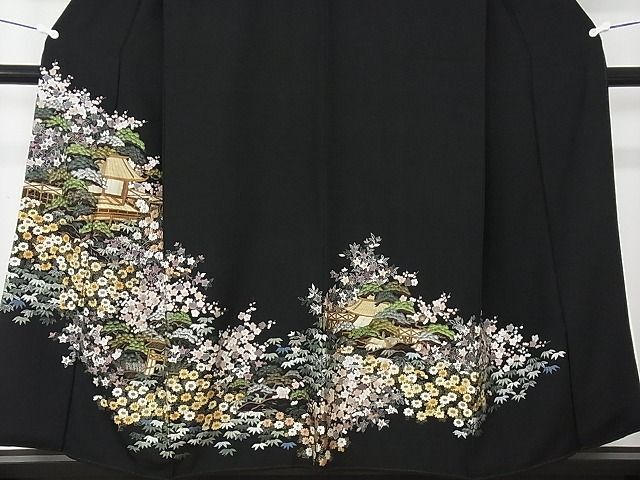 平和屋2■豪華黒留袖 総刺繍 松竹梅 風景花文 金糸 逸品 DAAB7560psの画像4