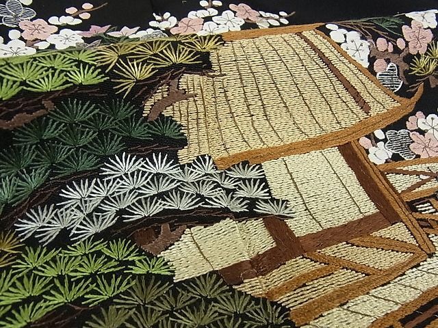 平和屋2■豪華黒留袖 総刺繍 松竹梅 風景花文 金糸 逸品 DAAB7560psの画像7